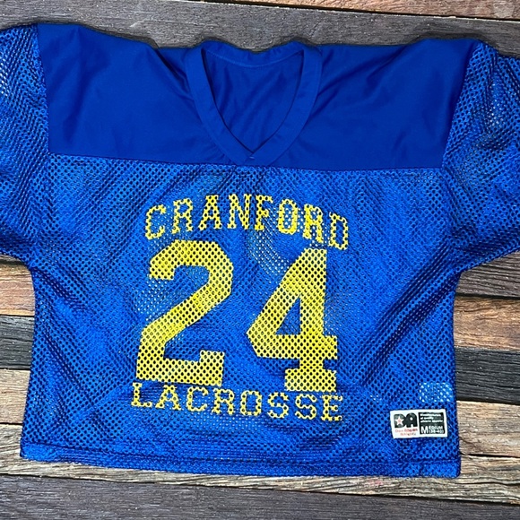 Cranford Lacrosse VTG Mens High School Blue Sports Uniform Jersey - Picture 3 of 6